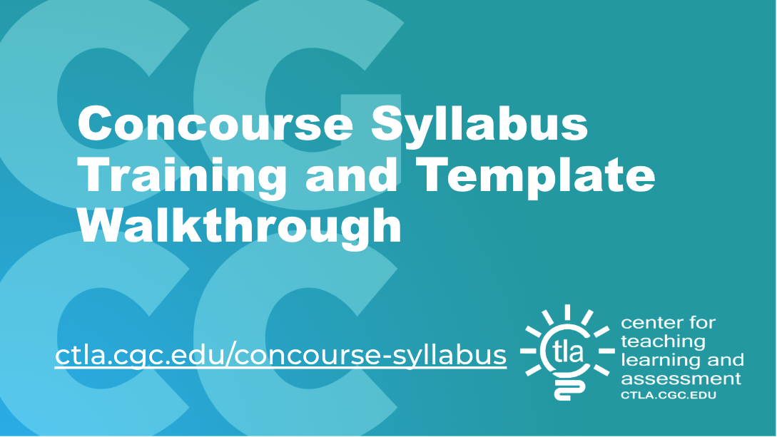 Concourse Syllabus Training and Template Walkthrough